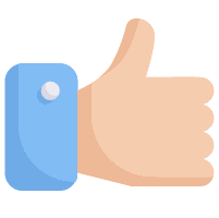 Icono de pulgar hacia arriba con una mano.